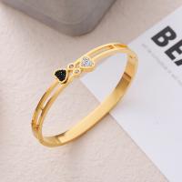 Stainless Steel Bangle 304 Stainless Steel Vacuum Ion Plating fashion jewelry & for woman & with rhinestone nickel lead & cadmium free 6mm Sold By PC