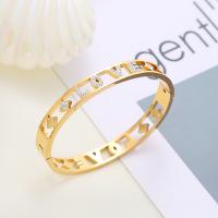 Stainless Steel Bangle 304 Stainless Steel Vacuum Ion Plating fashion jewelry & for woman & with rhinestone nickel lead & cadmium free 8mm Sold By PC