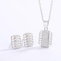 925 Sterling Silver Jewelry Sets, with 1.18inch extender chain, fashion jewelry & different styles for choice & micro pave cubic zirconia & for woman, nickel, lead & cadmium free, 7x10mm,10x12mm, Length:Approx 16.53 Inch, Sold By Set