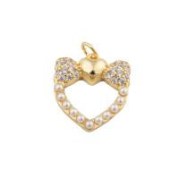 Cubic Zirconia Micro Pave Brass Pendant, fashion jewelry & micro pave cubic zirconia & for woman, golden, nickel, lead & cadmium free, 22x17x4mm, Hole:Approx 1mm, Sold By PC