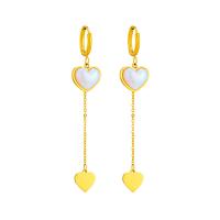 Titanium Steel  Earring with Plastic Pearl Heart plated fashion jewelry & for woman golden 75mm Sold By Pair