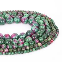 Gemstone smykker perler, Ruby i Zoisite, Runde, du kan DIY & forskellig størrelse for valg, Hole:Ca. 1mm, Solgt Per Ca. 38 cm Strand