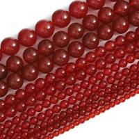 الخرز العقيق الأحمر الطبيعية, جولة, ديي & حجم مختلفة للاختيار, أحمر, تباع لكل تقريبا 38 سم حبلا