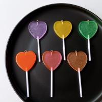 Resin Pendant, Heart, epoxy gel, cute & DIY, more colors for choice, 35mm, Approx 100PCs/Bag, Sold By Bag