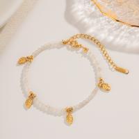 Stainless Steel Jewelry Bracelet 304 Stainless Steel with Gemstone with 5.5cm extender chain plated fashion jewelry golden Length 18 cm Sold By PC