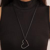 Zinklegierung Schmuck Halskette, mit Wachsschnur, Herz, plattiert, Modeschmuck, Silberfarbe, frei von Nickel, Blei & Kadmium, verkauft von PC