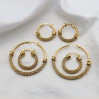 Titan Stahl Ohrring, Titanstahl, plattiert, Modeschmuck & verschiedene Größen vorhanden & für Frau, Goldfarbe, frei von Nickel, Blei & Kadmium, verkauft von Paar