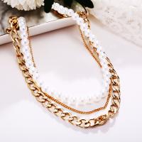Zinc Alloy Jewelry Necklace with Plastic Pearl plated fashion jewelry & for woman nickel lead & cadmium free Sold By PC