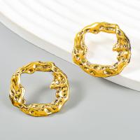 Tibetan Style Stud Earring, Round, plated, fashion jewelry & for woman, gold, nickel, lead & cadmium free, 26x28mm, Sold By Pair