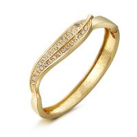 Cink ötvözet Bangle Jewelry, galvanizált, mikro egyengetni strasszos & a nő, arany, Által értékesített PC