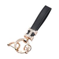 Zinc Alloy Key Clasp Cowhide with Zinc Alloy Unisex & micro pave rhinestone Sold By PC