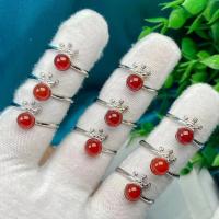 Anillo de dedo de latón, cuproníquel, con Yunnan Red Agate, Joyería & para mujer, libre de níquel, plomo & cadmio, 6mm, Vendido por UD
