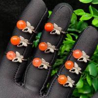 Brass Finger Ring Cupronickel with Yunnan Red Agate fashion jewelry & for woman nickel lead & cadmium free 7mm Sold By PC