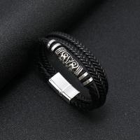 PU Leather Cord Bracelets Zinc Alloy with PU Leather fashion jewelry & for man nickel lead & cadmium free Sold By PC