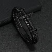 PU Leather Cord Bracelets with Zinc Alloy fashion jewelry & for man Sold By PC