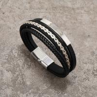 PU Leather Cord Bracelets, with Tibetan Style, fashion jewelry, more colors for choice, 12mm, Sold By PC