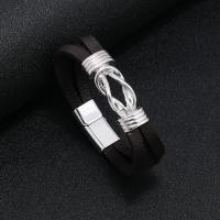 PU leder koord armbanden, met Zinc Alloy, mode sieraden & voor de mens, meer kleuren voor de keuze, 12cm, Verkocht door PC