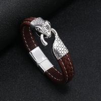 Bracelets cordon PU, cuir PU, avec alliage de zinc, bijoux de mode, plus de couleurs à choisir, 12cm, Vendu par PC