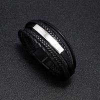 PU Leather Cord Bracelets, with 316 Stainless Steel, fashion jewelry & for man, more colors for choice, 12mm, Sold By PC