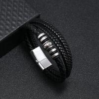 PU Leather Cord Bracelets, with 316 Stainless Steel, fashion jewelry & for man, more colors for choice, 12mm, Sold By PC