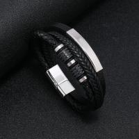 PU Cord Armband, med 316 rostfritt stål, mode smycken, fler färger för val, 12cm, Säljs av PC
