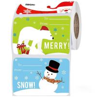 Etiqueta engomada papel, Adhesivo+Sticker, estampado, Diseño de Navidad, 75x50mm, 300PCs/Carrete, Vendido por Carrete