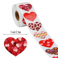 Sticker Paper, Adhesive Sticker, Heart, printing, DIY, 25mm, 500PCs/Spool, Sold By Spool