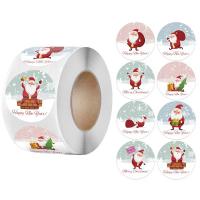 Sticker Paper, Adhesive Sticker, Round, printing, Christmas Design & different size for choice, 500PCs/Spool, Sold By Spool