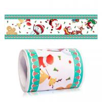 Sticker Paper Adhesive Sticker with Copper Printing Paper Rectangle printing Christmas Design Sold By Spool