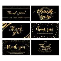 Paper Thanks Card Rectangle printing random style & gold accent Sold By PC