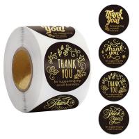 Sticker Paper Adhesive Sticker with Copper Printing Paper Round & with letter pattern & gold accent Sold By Spool