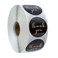 Sticker Paper Adhesive Sticker Round & with letter pattern & gold accent Sold By Spool