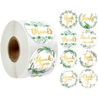 Sticker Paper, Adhesive Sticker, with Copper Printing Paper, Round, printing, different size for choice & with letter pattern & gold accent, 500PCs/Spool, Sold By Spool