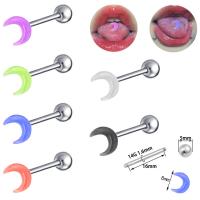 316L Stainless Steel tongue ring, with Acrylic, Moon, fashion jewelry & Unisex, more colors for choice, 16x1.6mm, 5mm, 8mm, Sold By PC