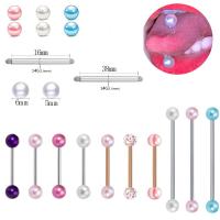 316L Stainless Steel tongue ring with Plastic Pearl & Acrylic plated Unisex Sold By PC