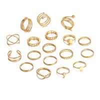 Zinc Alloy Ring Set plated 18 pieces & Unisex & hollow US Ring .5-8 Sold By Set