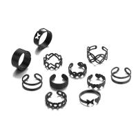 Zinc Alloy Ring Set plated 11 pieces & for woman & hollow black US Ring .5 Sold By Set