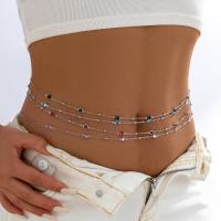 Body Chain Jewelry Crystal with brass chain & iron chain fashion jewelry & for woman Length Approx 68 cm Sold By PC