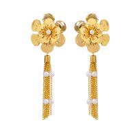 Mode-Fringe-Ohrringe, Eisen, mit Kunststoff Perlen, goldfarben plattiert, Modeschmuck & für Frau, frei von Nickel, Blei & Kadmium, 100x40mm, verkauft von Paar