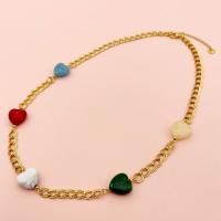 Stainless Steel Jewelry Necklace 304 Stainless Steel with Gemstone with 6cm extender chain Heart Vacuum Ion Plating fashion jewelry & for woman mixed colors nickel lead & cadmium free 14mm Length Approx 52 cm Sold By PC