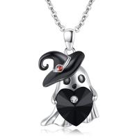 Zinc Alloy Jewelry Necklace with Resin Rhinestone with 5cm extender chain Ghost silver color plated vintage & fashion jewelry & for woman & enamel & with rhinestone black nickel lead & cadmium free Length Approx 45 cm Sold By PC