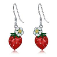 Tibetan Style Drop Earrings, Strawberry, silver color plated, fashion jewelry & for woman & enamel, mixed colors, nickel, lead & cadmium free, 9.80x15mm, Sold By Pair