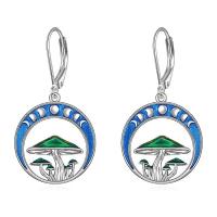 Tibetan Style Drop Earrings, Round, silver color plated, fashion jewelry & for woman & enamel & hollow, mixed colors, nickel, lead & cadmium free, 16.70x33.20mm, Sold By Pair