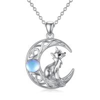 Zinc Alloy Jewelry Necklace with Sea Opal with 5cm extender chain Moon silver color plated fashion jewelry & for woman & hollow light blue nickel lead & cadmium free Length Approx 45 cm Sold By PC