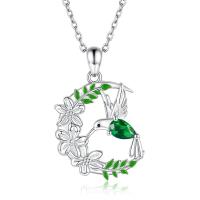 Zinc Alloy Jewelry Necklace with 5cm extender chain silver color plated fashion jewelry & for woman & enamel & with rhinestone green nickel lead & cadmium free Length Approx 45 cm Sold By PC