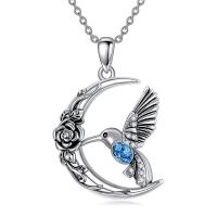 Zinc Alloy Jewelry Necklace with 5cm extender chain antique silver color plated fashion jewelry & for woman & with rhinestone blue nickel lead & cadmium free Length Approx 45 cm Sold By PC