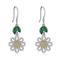 Tibetan Style Drop Earrings, Flower, plated, fashion jewelry & for woman & enamel & with rhinestone, mixed colors, nickel, lead & cadmium free, 14x37mm, Sold By Pair