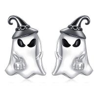 Zinc Alloy Stud Earring Ghost silver color plated vintage & fashion jewelry & for woman & enamel black nickel lead & cadmium free Sold By Pair