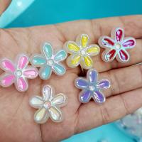 Plated Acrylic Beads, Flower, UV plating, DIY & luminated & enamel, more colors for choice, 22mm, Approx 100PCs/Bag, Sold By Bag