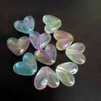 Plated Acrylic Beads, Heart, DIY & luminated, more colors for choice, 14x17mm, Approx 100PCs/Bag, Sold By Bag